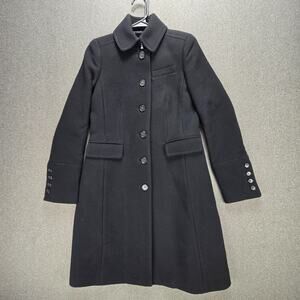 J Crew Size 0 Black Double Cloth Metro Italian Wool Coat
